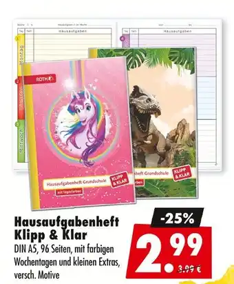 Mäc Geiz Roth hausaufgabenheft klipp & klar einhorn Angebot