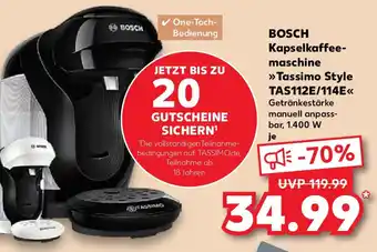 Kaufland BOSCH Kapselkaffee- maschine Tassimo Style TAS112E/114E Angebot