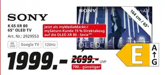 MediaMarkt SONY K 65 XR 80 65" OLED TV Angebot
