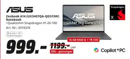 MediaMarkt ASUS Zenbook A14 (UX3407QA-QD313W) Notebook Angebot