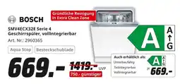 MediaMarkt BOSCH SMV4ECX32E Serie 4 Geschirrspüler, vollintegrierbar Angebot