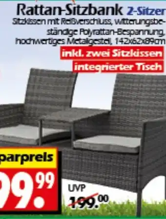 Wreesmann Rattan-Sitzbank 2-Sitzer Angebot