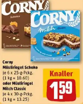 REWE Corny Müsliriegel Schoko oder Müsliriegel Milch Classic Angebot