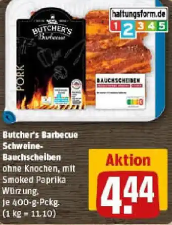 REWE Butcher's Barbecue Schweine- Bauchscheiben Angebot