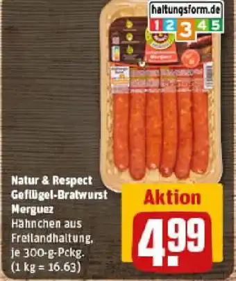 REWE Natur & Respect Geflügel-Bratwurst Merguez Angebot
