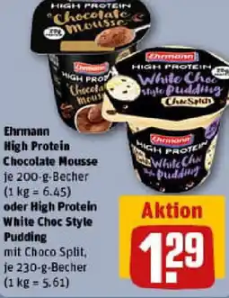 REWE Ehrmann High Protein Chocolate Mousse oder High Protein White Choc Style Pudding Angebot