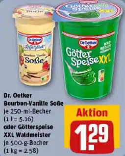 REWE Dr. Oetker Bourbon-Vanille Soße oder Götterspeise XXL Waldmeister Angebot