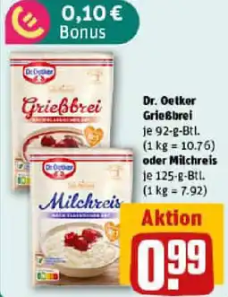 REWE Dr. Oetker Grießbrei oder Milchreis Angebot