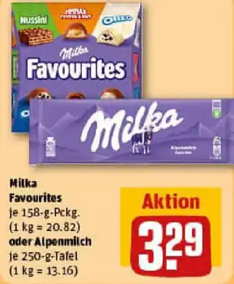 REWE Milka Favourites oder Alpenmilch Angebot