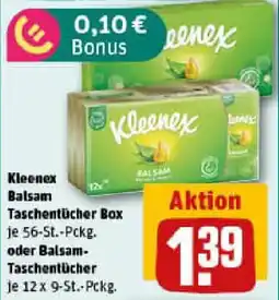 REWE Kleenex Taschentücher Box oder Balsam- Taschentücher Angebot
