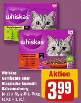 REWE Whiskas Gemischte oder Klassische Auswahl Katzennahrung Angebot