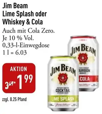 Galeria Markthalle Jim Beam Lime Splash oder Whiskey & Cola Angebot
