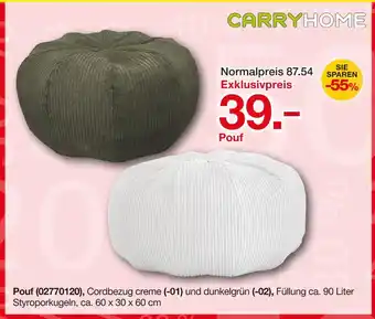 Möbelzentrum Pforzheim Carryhome pouf creme Angebot