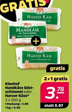 NETTO Kleehof handkäse edelschimmel oder harzer käse Angebot