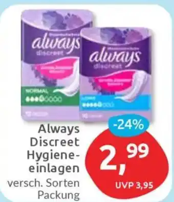 Budni Always Discreet Hygieneeinlagen Angebot