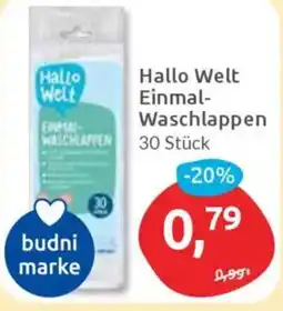 Budni Hallo Welt Einmal- Waschlappen Angebot