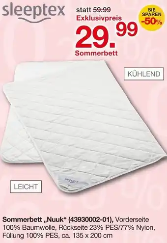 Möbelzentrum Pforzheim Sleeptex Sommerbett ,,Nuuk" Angebot