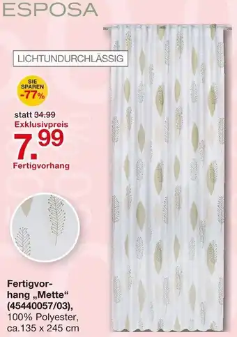Möbelzentrum Pforzheim ESPOSA Fertigvorhang Angebot