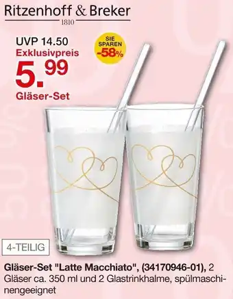 Möbelzentrum Pforzheim Ritzenhoff & Breker Gläser-Set "Latte Macchiato" Angebot