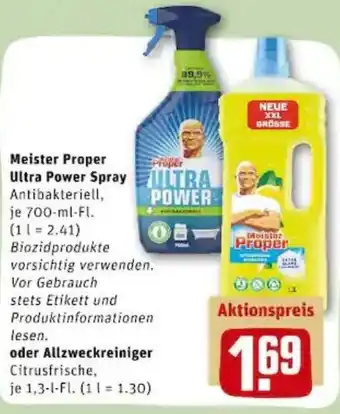 REWE PETZ Meister Proper Ultra Power Spray 700ml oder Allzweckreiniger 1,3L Angebot