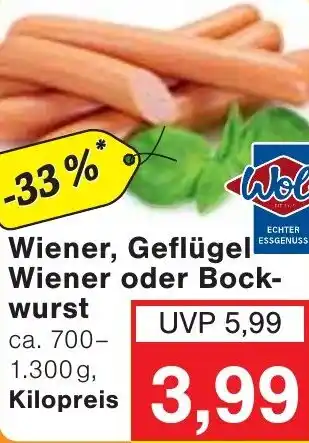 Wiglo Wunderland Wolf Wiener, Geflügel Wiener oder Bockwurst Angebot
