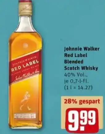 REWE PETZ Johnnie Walker Red Label Blended Scotch Whisky 0,7L Angebot