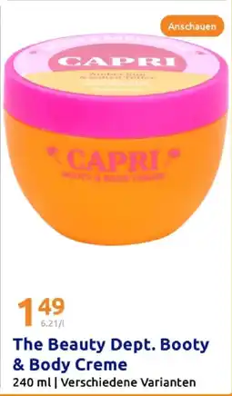 Action The beauty dept. booty & body creme Angebot