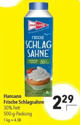 CITTI Markt Hansano Frische Schlagsahne Angebot