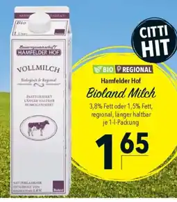 CITTI Markt Hamfelder Hof Bioland Milch Angebot