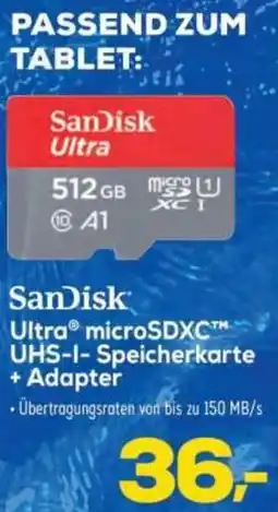 Euronics SanDisk Ultra microSDXC UHS-I-Speicherkarte + Adapter Angebot