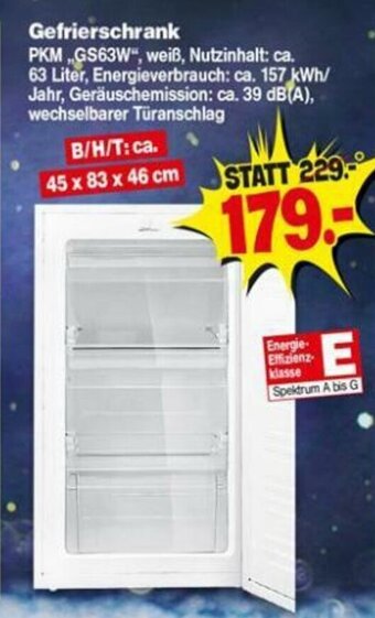 Repo Markt Gefrierschrank PKM GS63W Angebot
