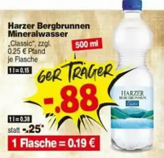 Repo Markt Harzer Bergbrunnen Mineralwasser Classic 500ml Angebot