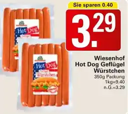 WEZ Wiesenhof Hot Dog Geflügel Würstchen Angebot