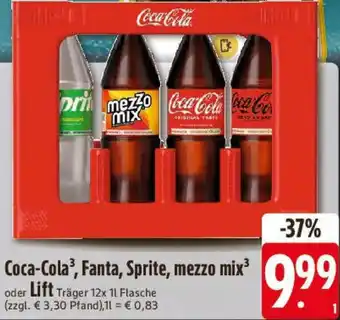 E-Center Coca-Cola, Fanta, Sprite, mezzo mix oder Lift Angebot