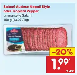 Netto Marken-Discount Salami auslese napoli style oder tropical pepper Angebot