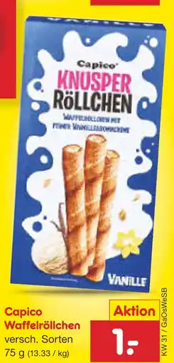 Netto Marken-Discount Capico waffelröllchen Angebot