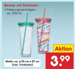 Netto Marken-Discount Becher mit trinkhalm Angebot