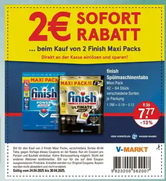 V Markt Finish finish power spülmaschinentabs maxi pack Angebot