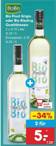 Netto Marken-Discount Biobio bio pinot grigio oder bio riesling Angebot