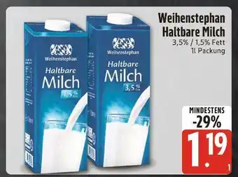 Edeka Weihenstephan haltbare milch 3,5% fett Angebot