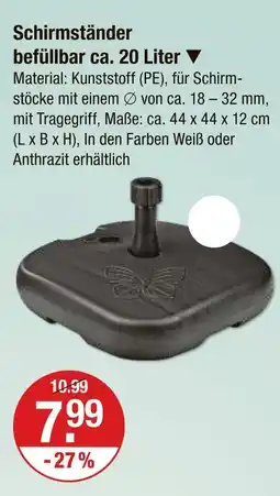V Markt Schirmständer befüllbar ca. 20 liter Angebot