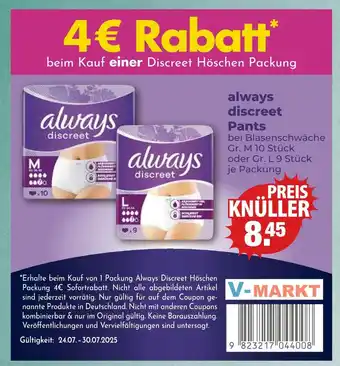V Markt Always discreet pants gr. m Angebot