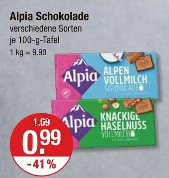 V Markt Alpia alpen vollmilch schokolade Angebot