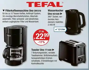 V Markt Tefal filterkaffeemaschine uno cm1218 Angebot
