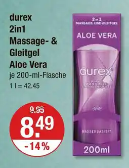 V Markt Durex 2in1 massage- & gleitgel aloe vera Angebot