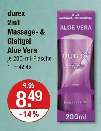 V Markt Durex 2in1 massage- & gleitgel aloe vera Angebot