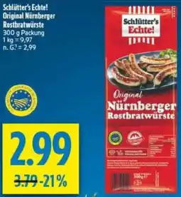 diska Schlütter's Echte! Original Nürnberger Rostbratwürste Angebot