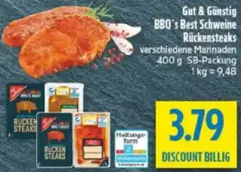 diska Gut & Günstig BBQ's Best Schweine Rückensteaks Angebot