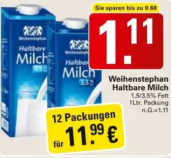WEZ Weihenstephan Haltbare Milch Angebot