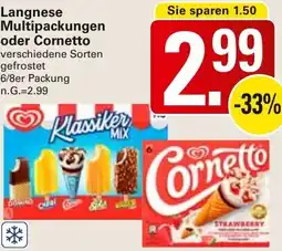 WEZ Langnese Multipackungen oder Cornetto Angebot